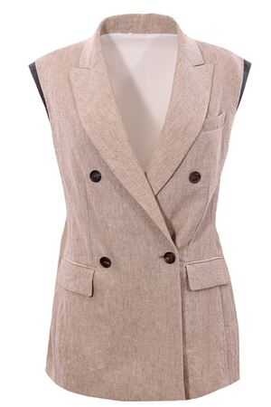 Gilet doppiopetto in lino BRUNELLO CUCINELLI | MF5882810C038